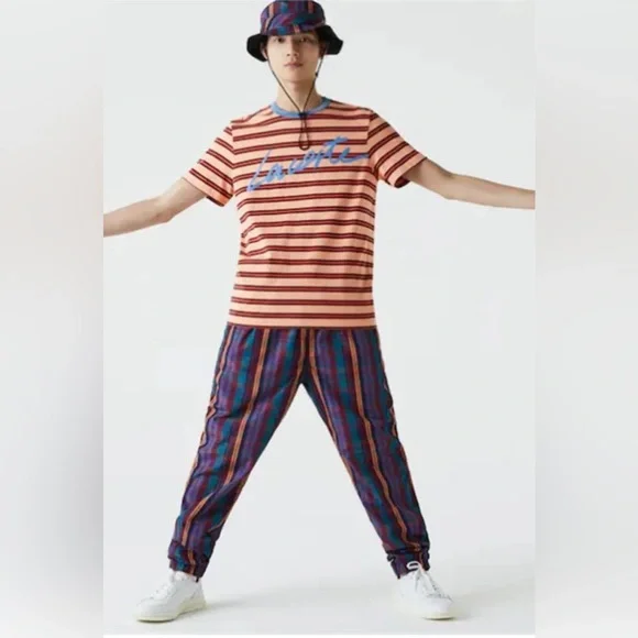 Lacoste mens Short Sleeve Striped with Lacoste Script T-Shirt - Picture 5 of 6